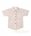 Camisa Manga Corta | Beige Rayas