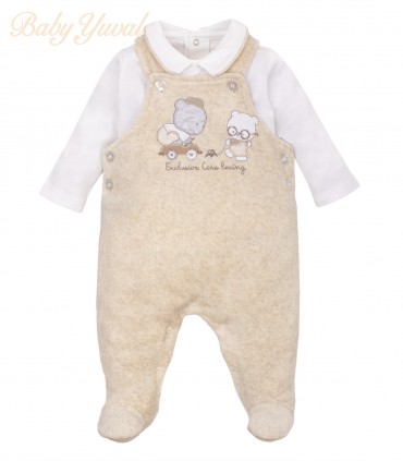Set Overall Plush y Polo Algodón | Bear Beige