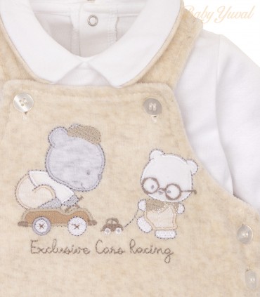 Set Overall Plush y Polo Algodón | Bear Beige