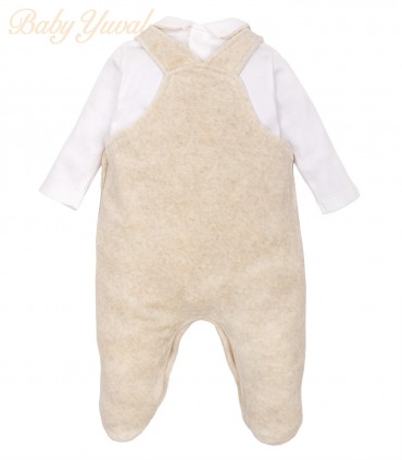 Set Overall Plush y Polo Algodón | Bear Beige