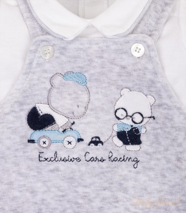 Set Overall Plush y Polo Algodón | Bear Grey