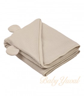 Colcha Listada Acolchada con forro de Algodón | Beige