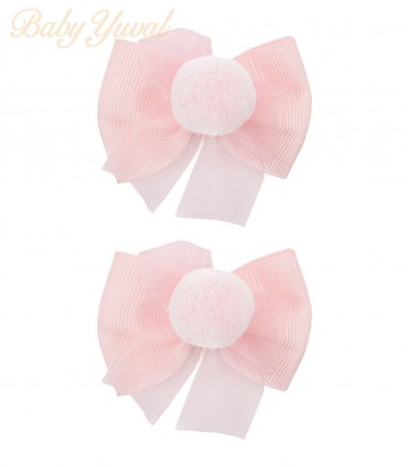 Gancho para Cabello | Pompón Rosado - Blanco