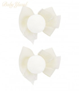Gancho para Cabello | Pompón Crema - Blanco