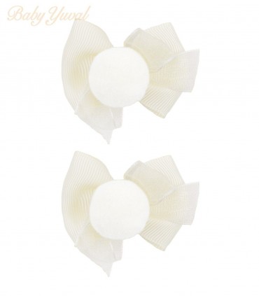 Gancho para Cabello | Pompón Crema - Blanco