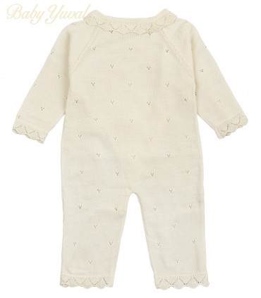 Enterizo de Hilo con Gorrita | Sophie Cream