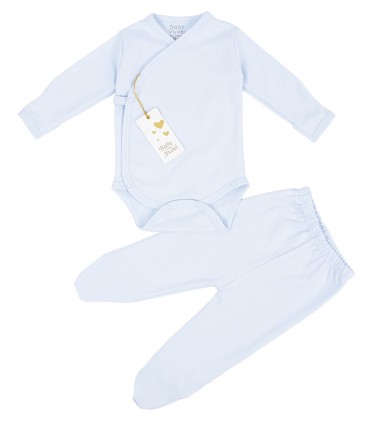 Set Bodie Cruzado y Pantalón con pie | Colección Clínico Celeste