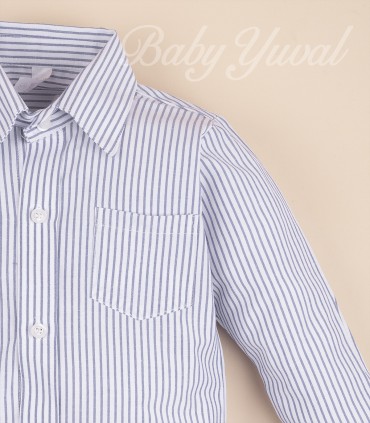 Camisa Manga Larga | Azul Rayas