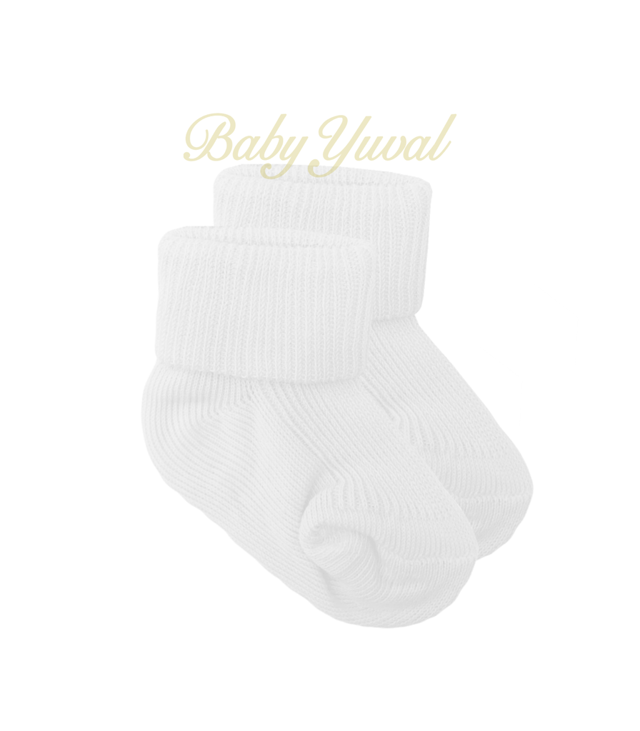 [ME098648] Media Acanalada de 100% Algodón | Blanco (Blanco, 0 a 6 meses)