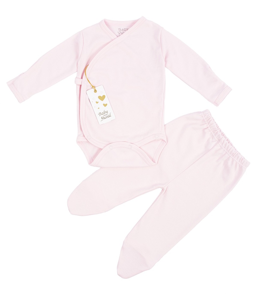 [SE096891] Set Bodie Cruzado y Pantalón con pie | Colección Clínico Rosado (0 a 3 meses)
