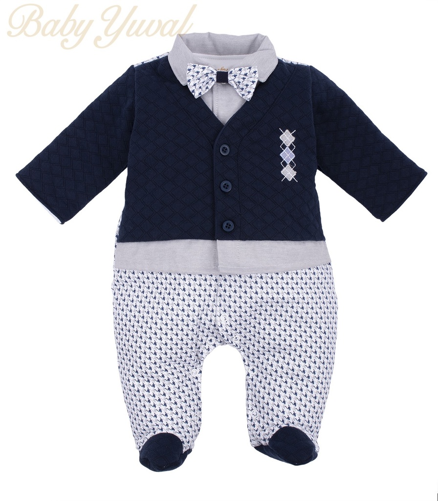 [EN096943] Enterizo Acolchado Elegante | Shapes Blue (Recien Nacido (RN))