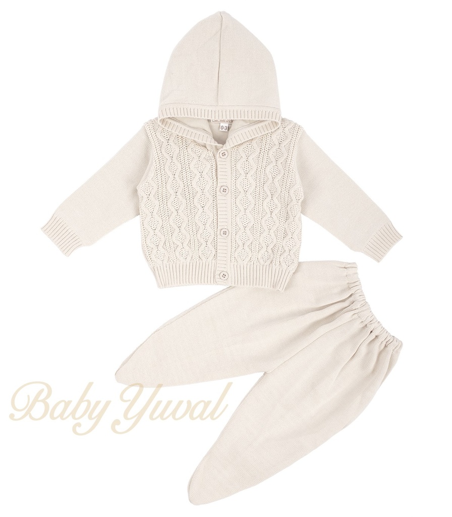 [CO097117] Conjunto de Hilo Forrado Con Algodón | Bends Hood Beige (12 a 18 meses)