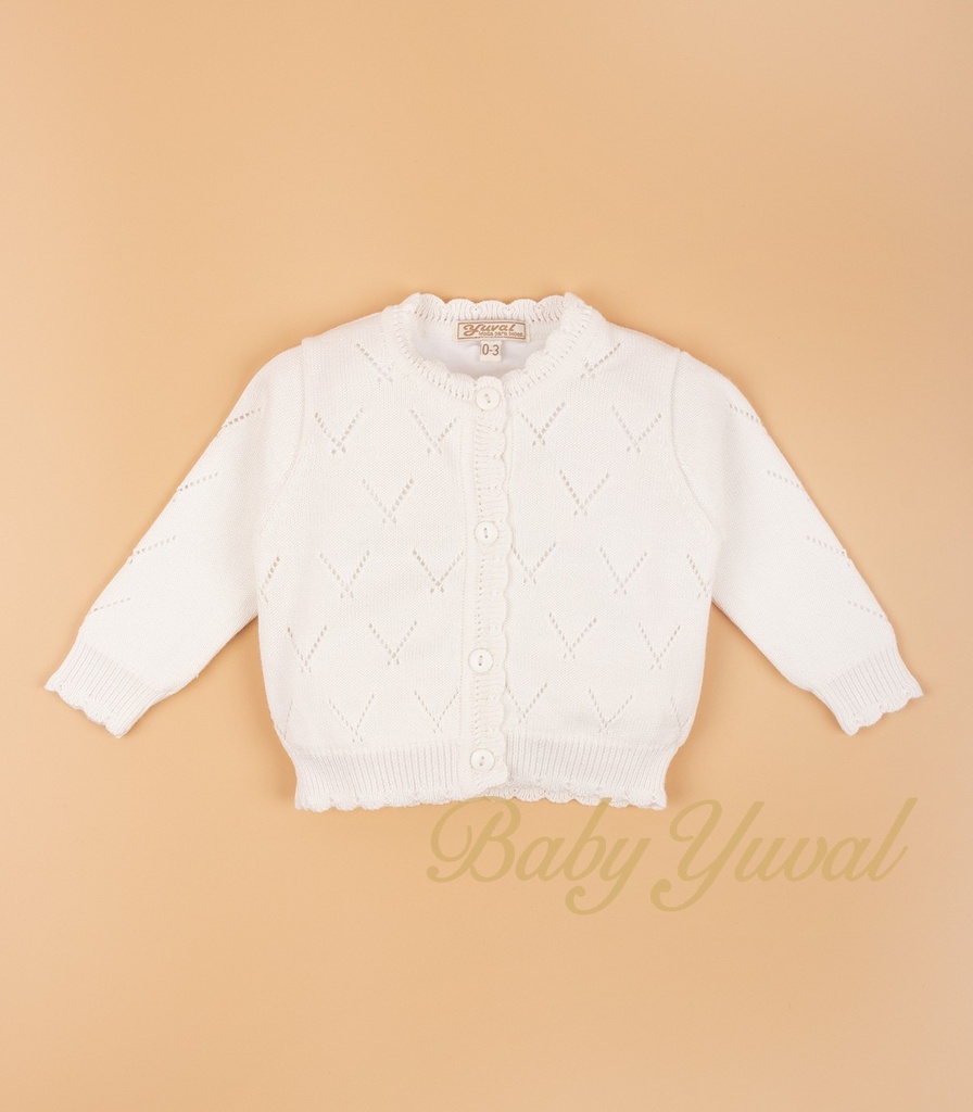 [CH097756] Chompa de Hilo forrada | Mia Cream (12 a 18 meses)