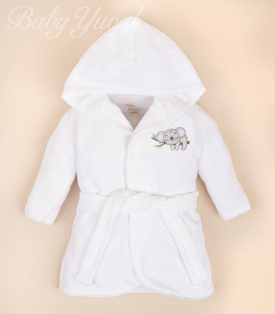 [SA0100138] Salida de Baño 100% Algodón Premium | Koala White (12 a 18 meses)
