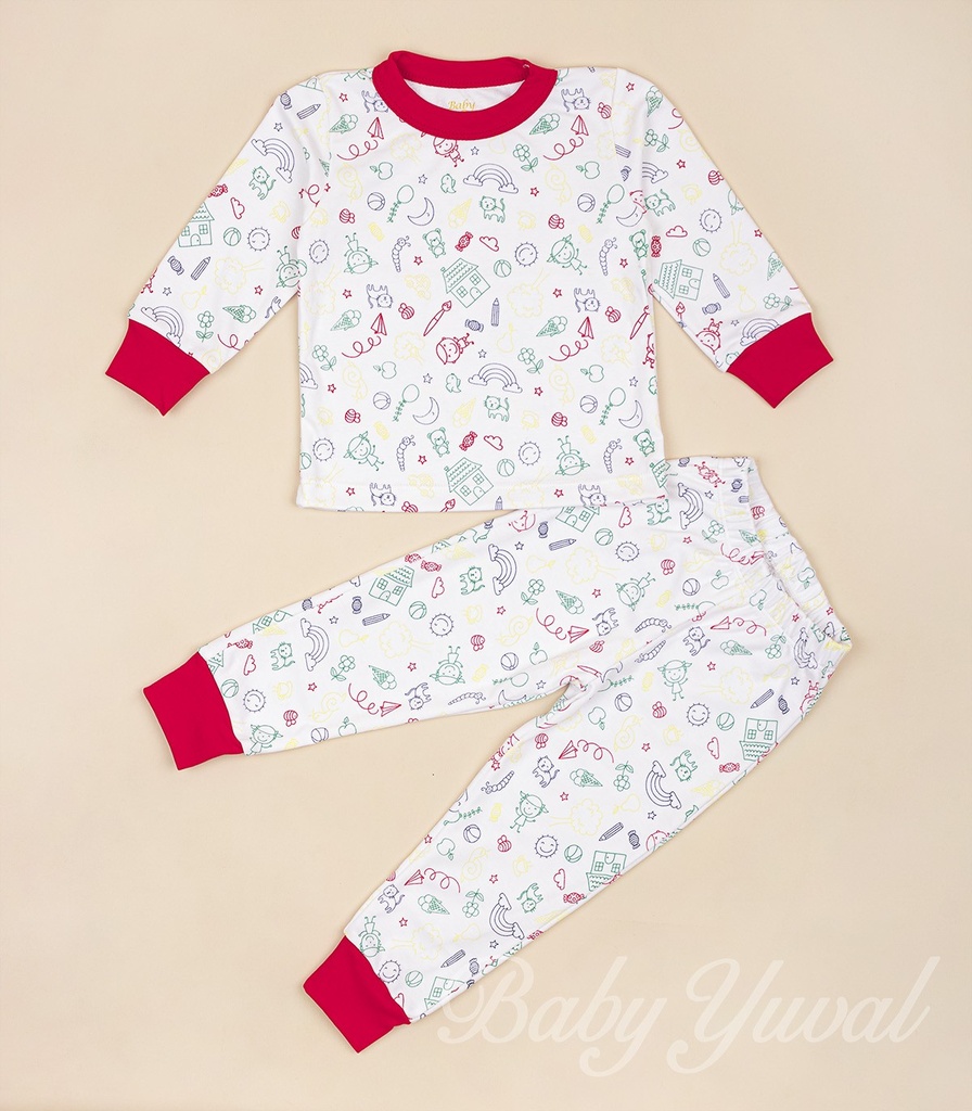 [PI0100354] Pijama de Algodón | Draw Red (12 a 18 meses)
