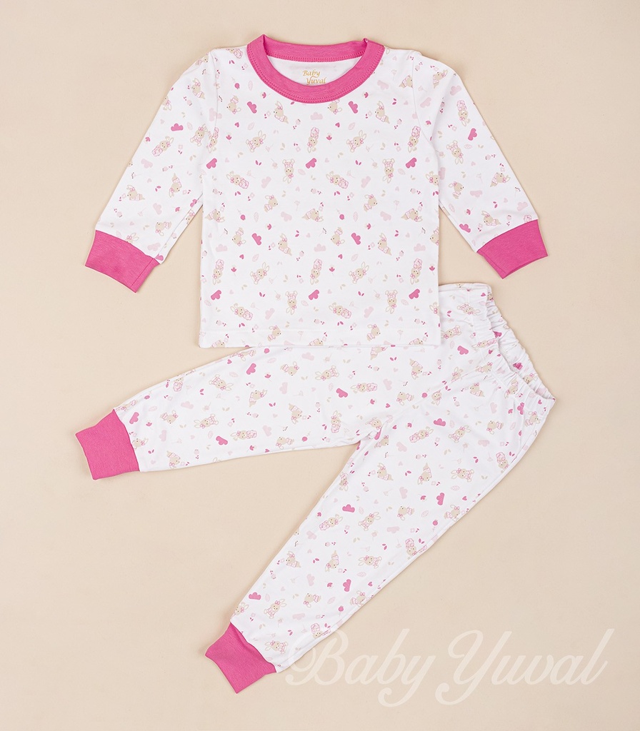 [PI0100405] Pijama de Algodón | Conejitas Chicle (12 a 18 meses)