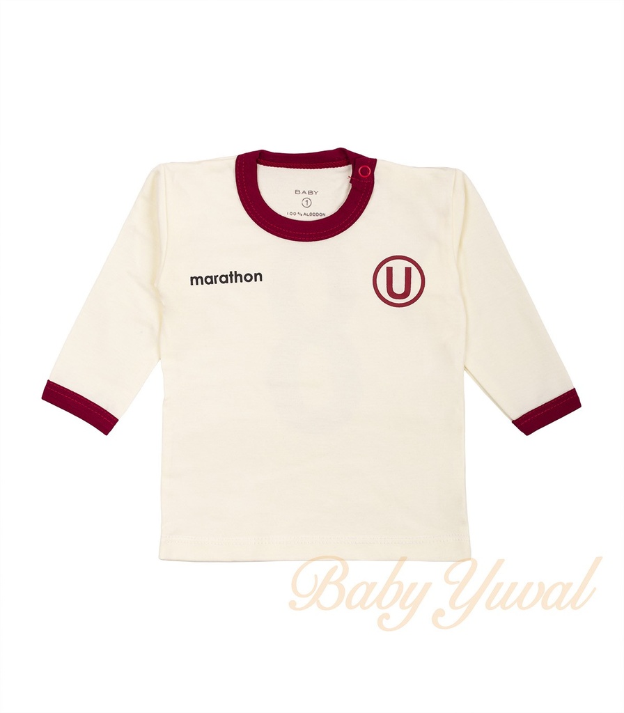 [PO0100739] Polo Deportivo Algodón Manga Larga | Universitario (Crema, 6 a 12 meses)