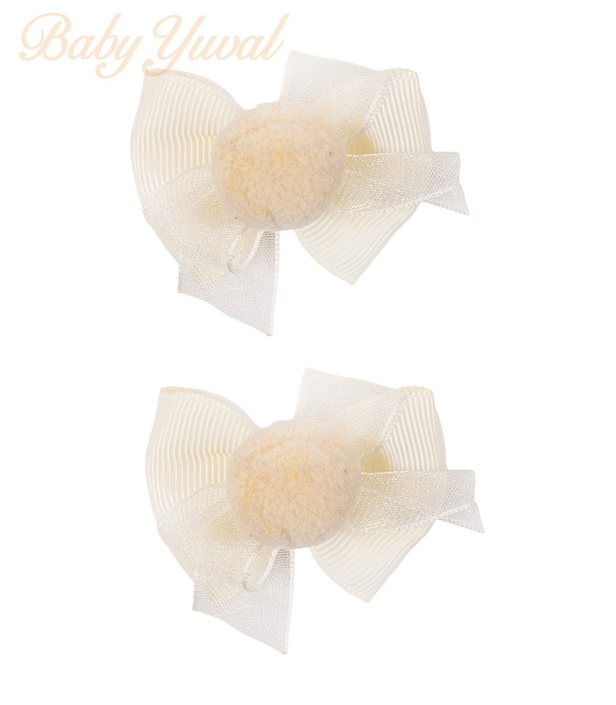[GA0101445] Gancho para Cabello | Pompón Crema - Beige