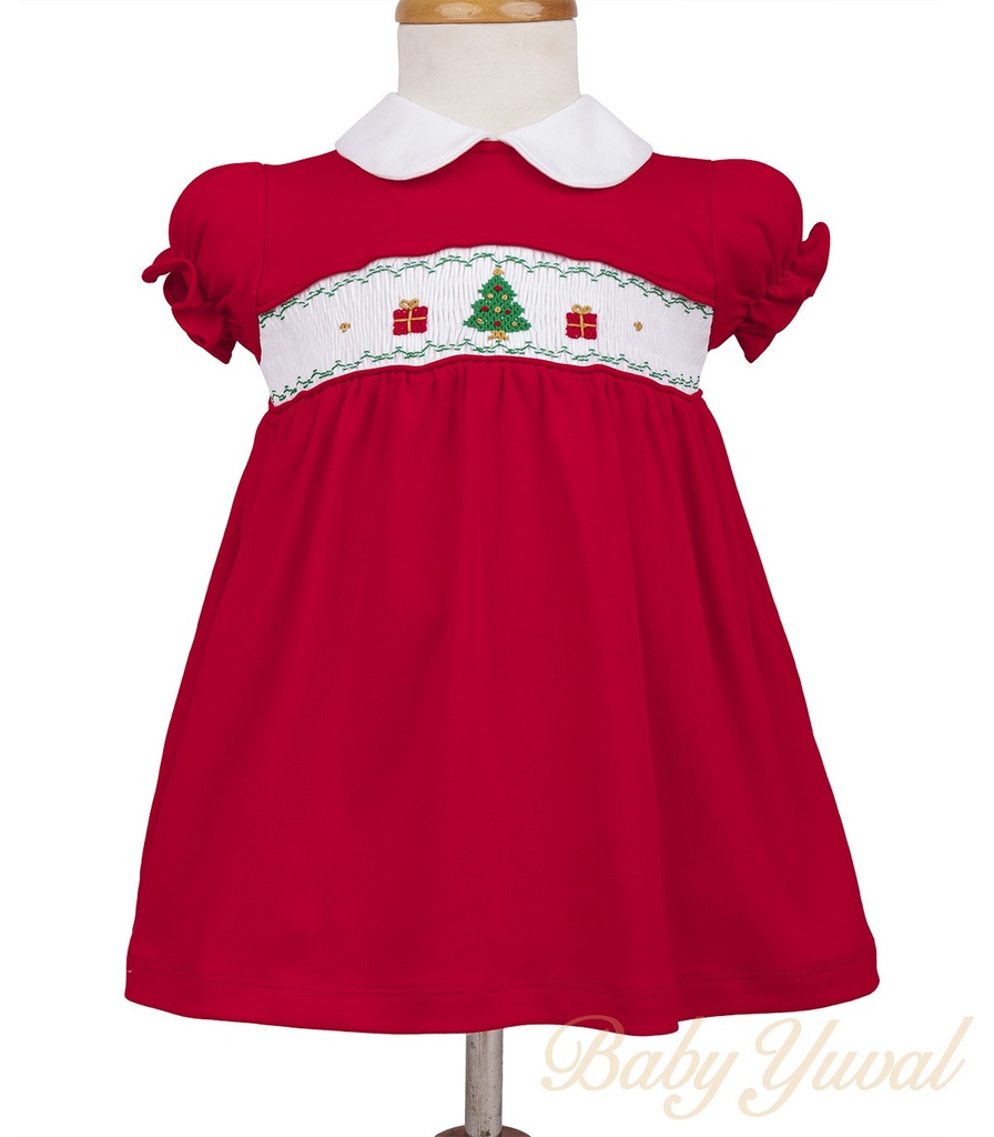 [VE0102086] Vestido Navidad | Merry Panal de Abeja (Recien Nacido (RN))