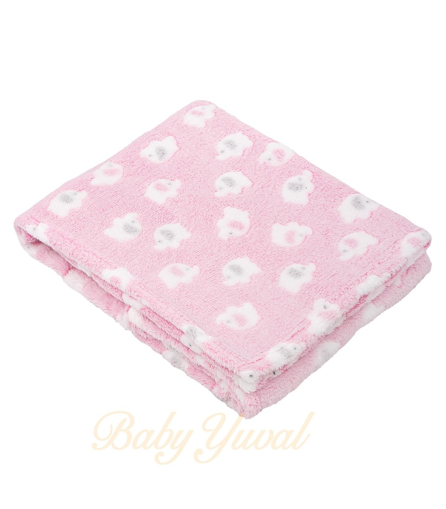 [MA0102850] Manta Plush Delgada | Elefantes Rosas