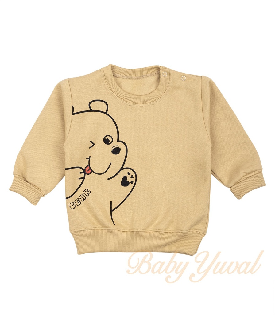 [PO0103234] Polera de Franela Algodón | Oso Beige (6 a 12 meses)